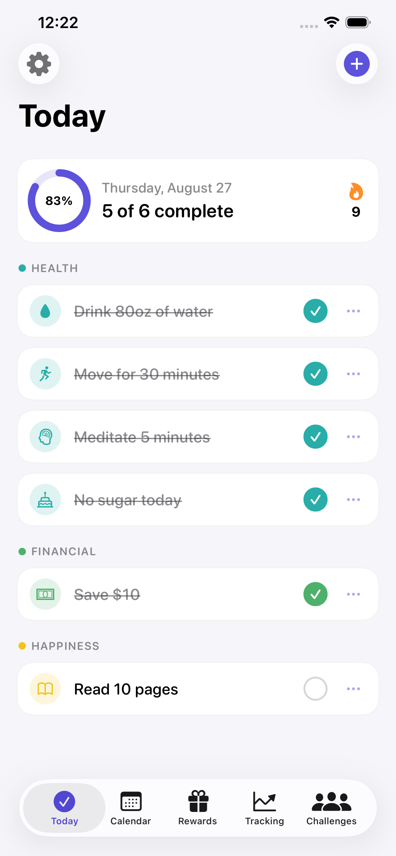 Daily Compound Today screen